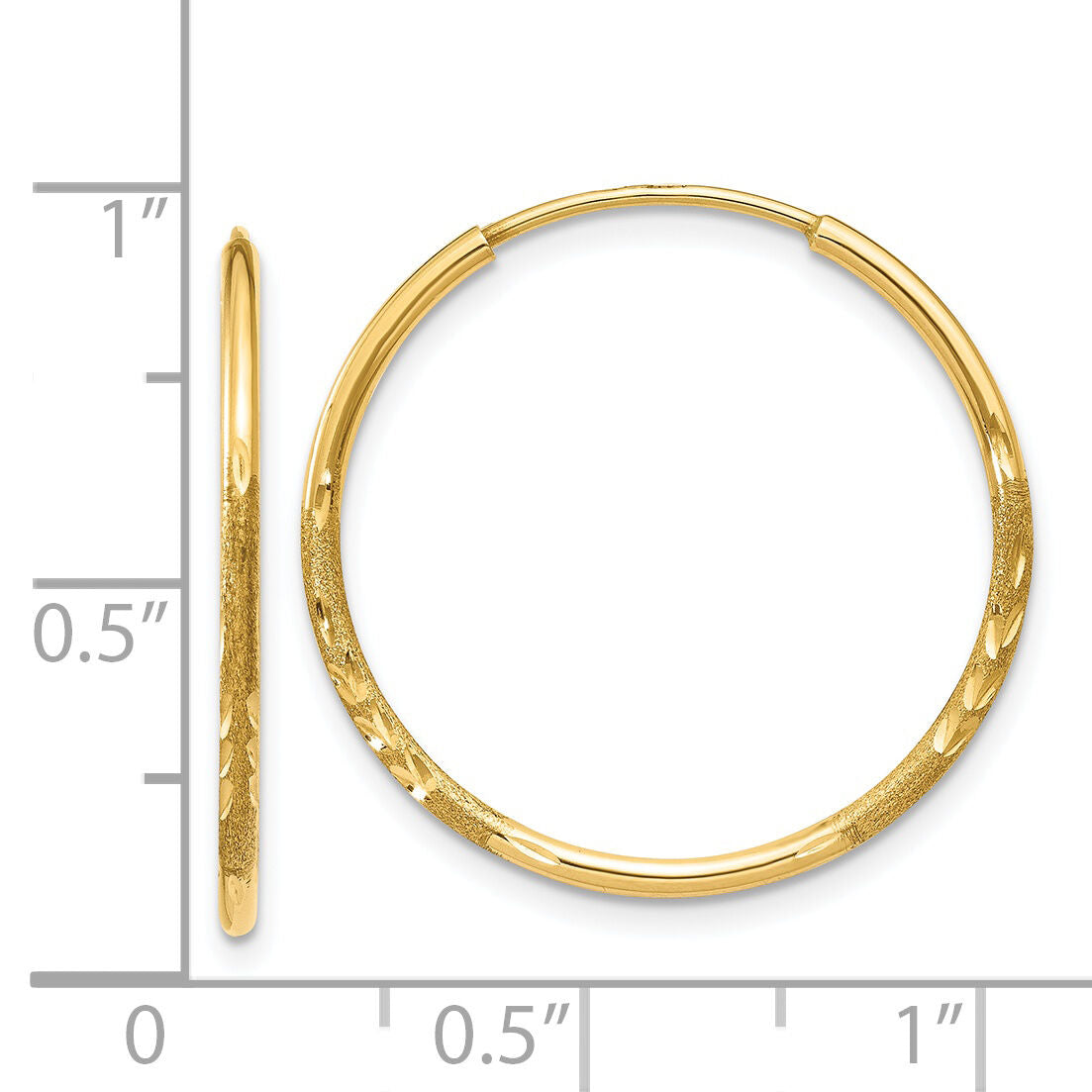 14k 1.20mm Diamond-cut Endless Hoop Earring-XY1217
