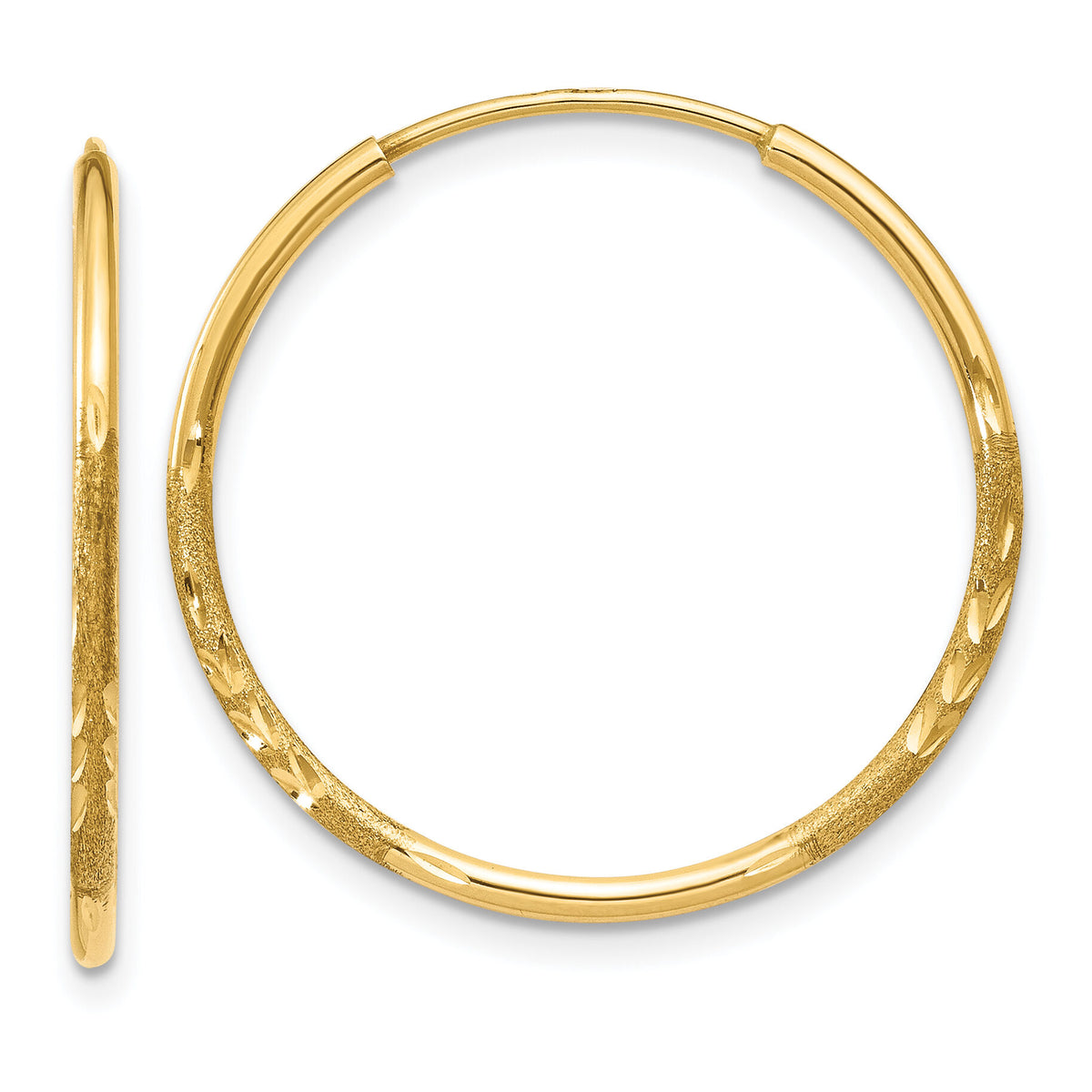 14k 1.20mm Diamond-cut Endless Hoop Earring-XY1217