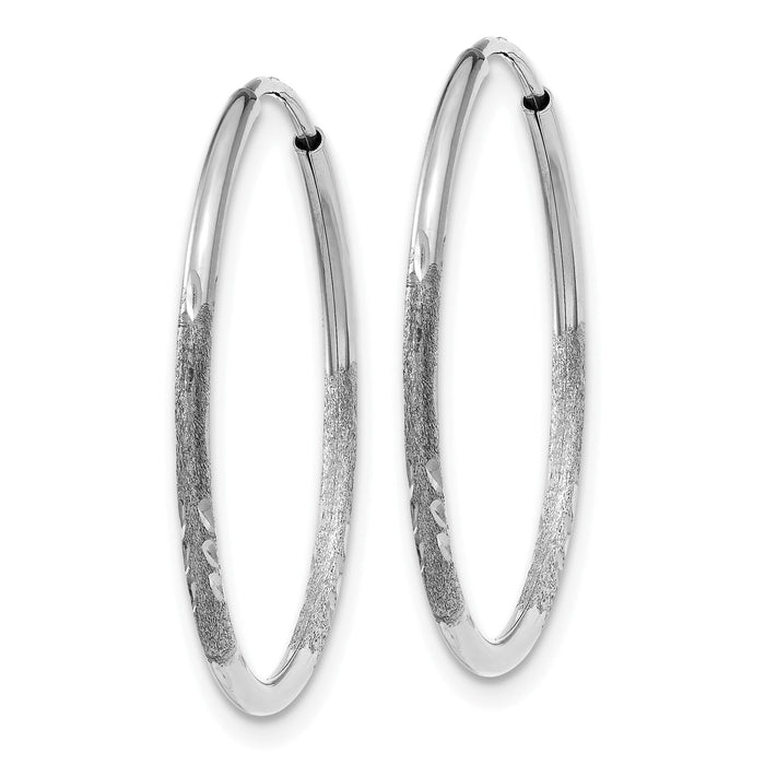 14K White Gold 1.20mm Diamond-cut Endless Hoop Earring-XY1217W