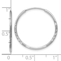 14K White Gold 1.20mm Diamond-cut Endless Hoop Earring-XY1217W