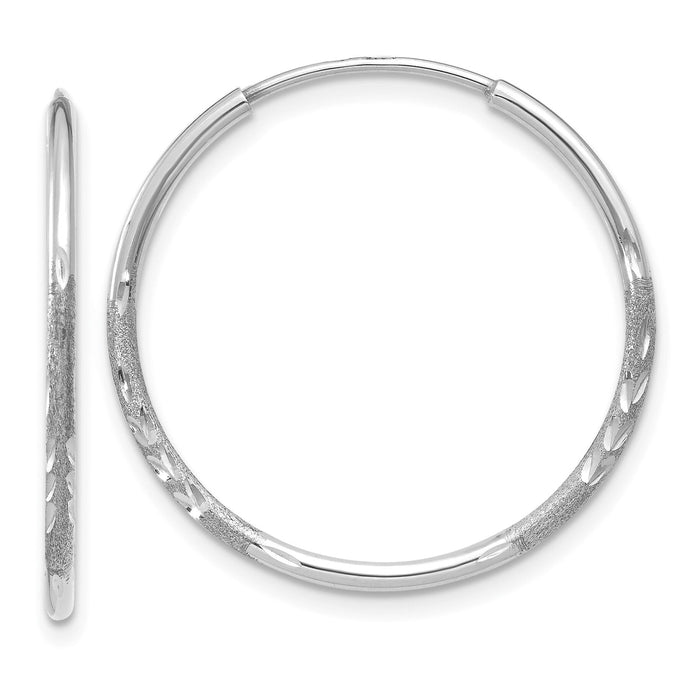 14K White Gold 1.20mm Diamond-cut Endless Hoop Earring-XY1217W