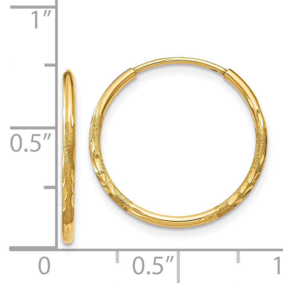 14k 1.20mm Diamond-cut Endless Hoop Earring-XY1218