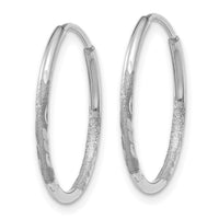 14K White Gold 1.20mm Diamond-cut Endless Hoop Earring-XY1218W