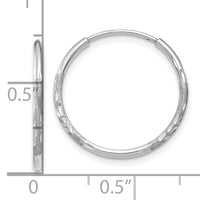 14K White Gold 1.20mm Diamond-cut Endless Hoop Earring-XY1218W