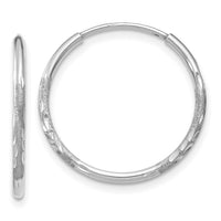 14K White Gold 1.20mm Diamond-cut Endless Hoop Earring-XY1218W