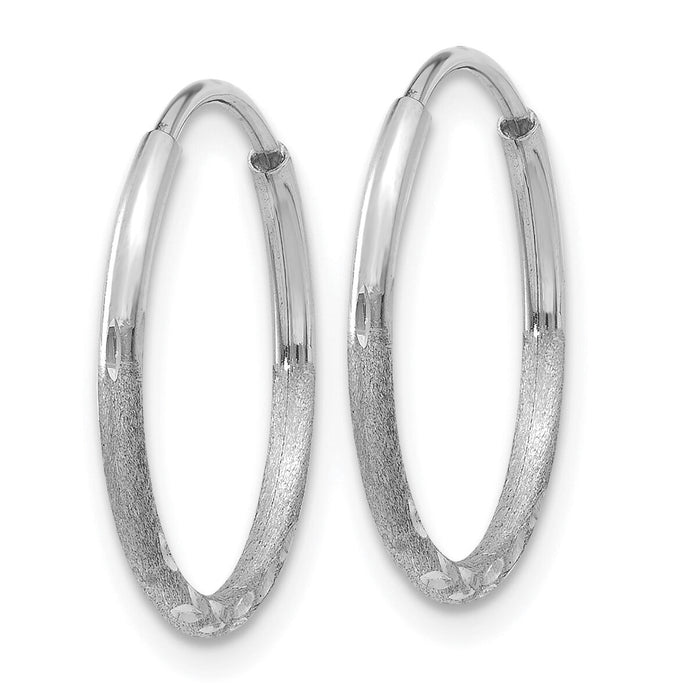 14K White Gold 1.20mm Diamond-cut Endless Hoop Earring-XY1219W