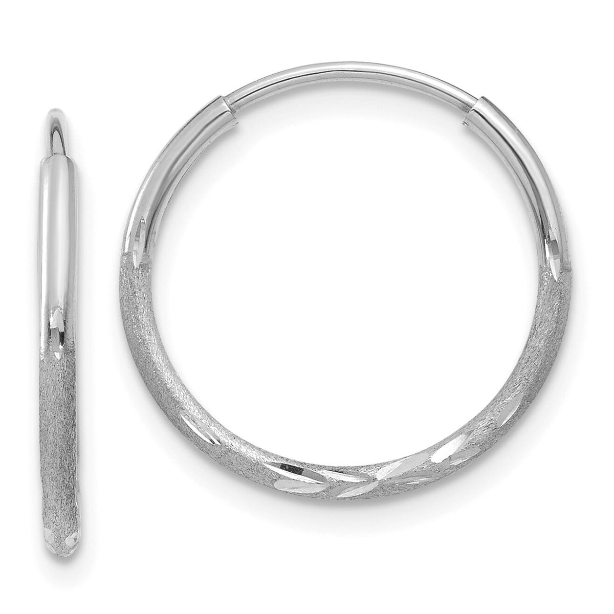 14K White Gold 1.20mm Diamond-cut Endless Hoop Earring-XY1219W