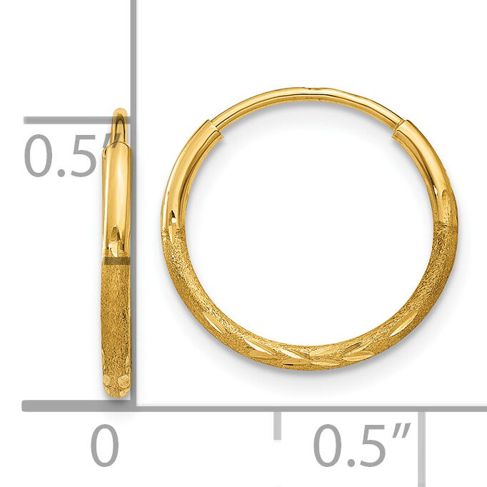 14k 1.20mm Diamond-cut Endless Hoop Earring-XY1220