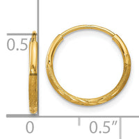 14k 1.20mm Diamond-cut Endless Hoop Earring-XY1220
