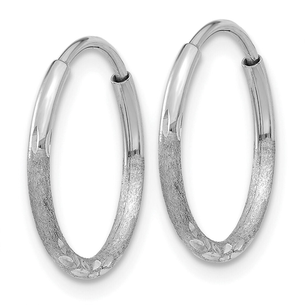 14K White Gold 1.20mm Diamond-cut Endless Hoop Earring-XY1220W