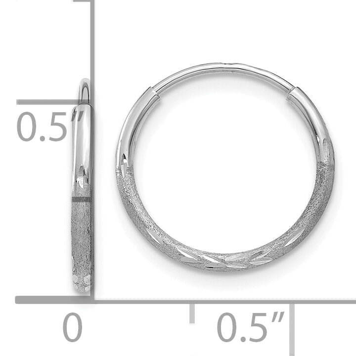 14K White Gold 1.20mm Diamond-cut Endless Hoop Earring-XY1220W