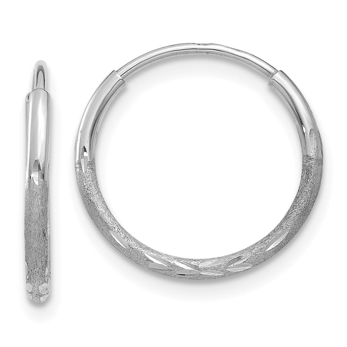 14K White Gold 1.20mm Diamond-cut Endless Hoop Earring-XY1220W