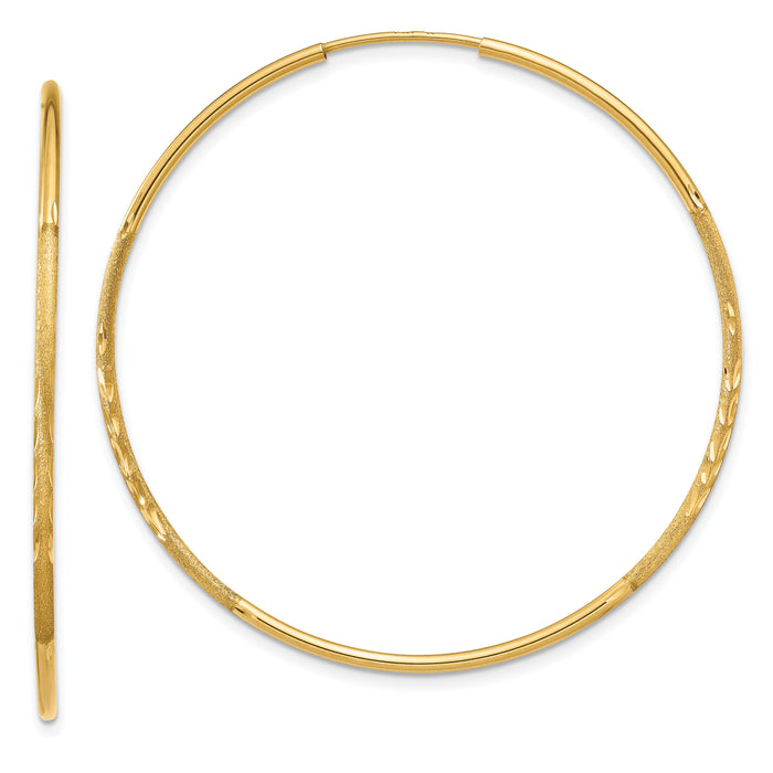 14k 1.20mm Diamond-cut Endless Hoop Earring-XY1221