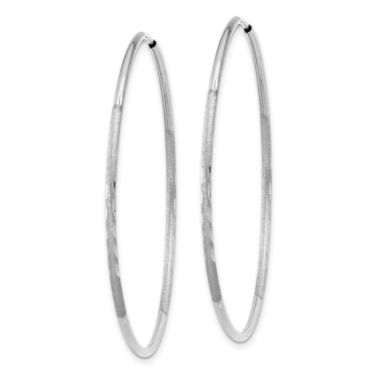 14K White Gold 1.20mm Diamond-cut Endless Hoop Earring-XY1221W