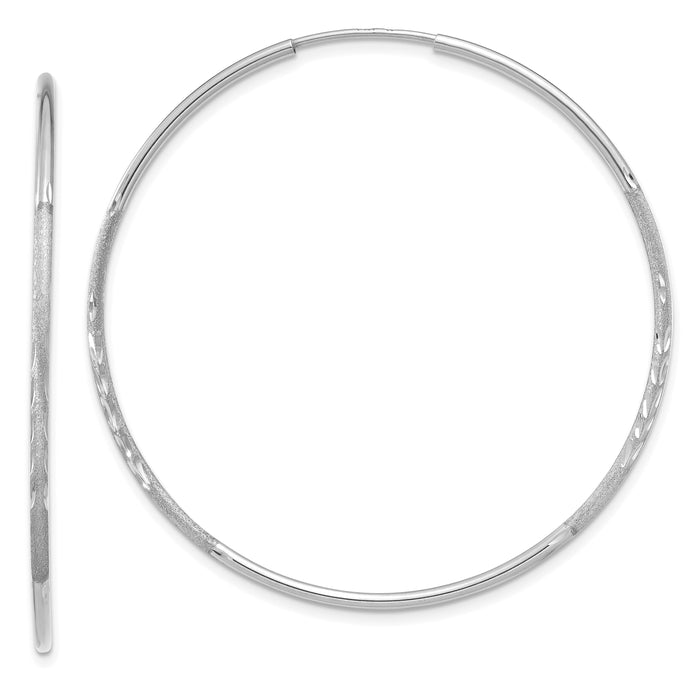 14K White Gold 1.20mm Diamond-cut Endless Hoop Earring-XY1221W