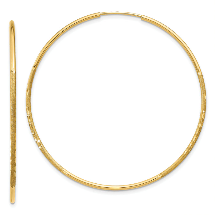 14k 1.20mm Diamond-cut Endless Hoop Earring-XY1222