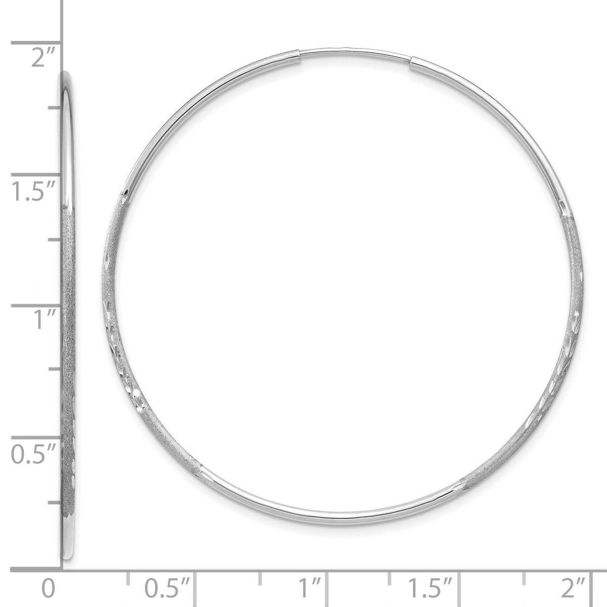 14K White Gold 1.20mm Diamond-cut Endless Hoop Earring-XY1222W