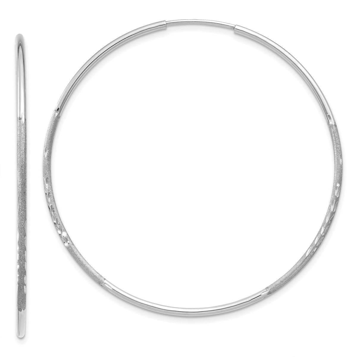 14K White Gold 1.20mm Diamond-cut Endless Hoop Earring-XY1222W