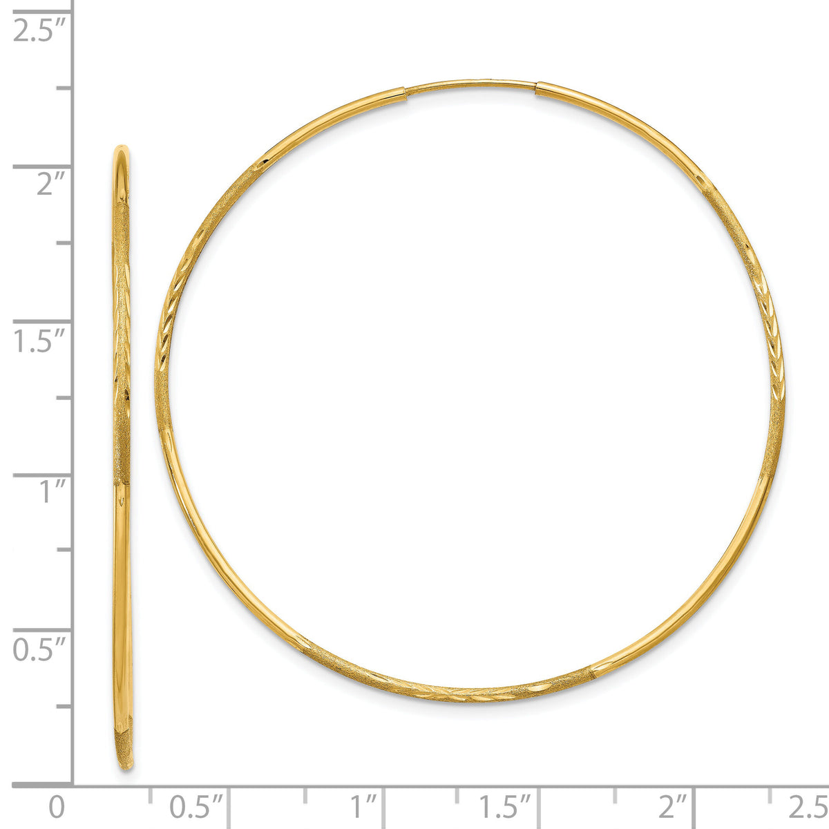 14k 1.20mm Diamond-cut Endless Hoop Earring-XY1223