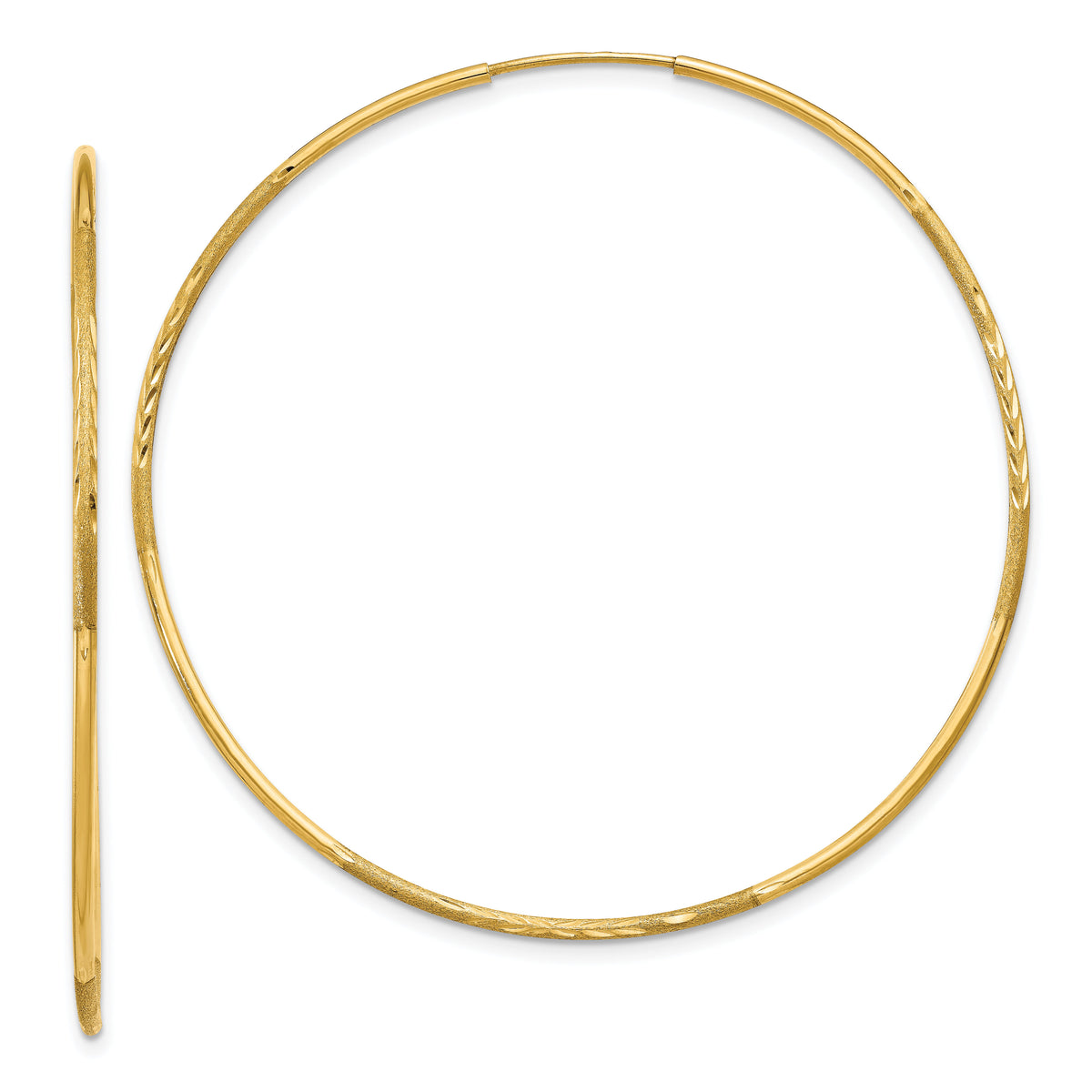 14k 1.20mm Diamond-cut Endless Hoop Earring-XY1223