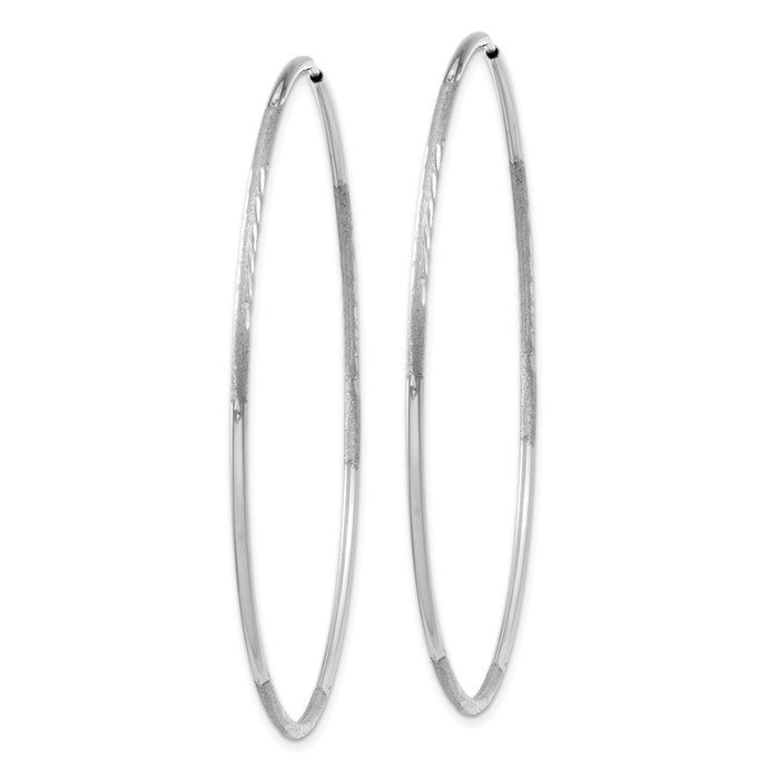 14K White Gold 1.20mm Diamond-cut Endless Hoop Earring-XY1223W