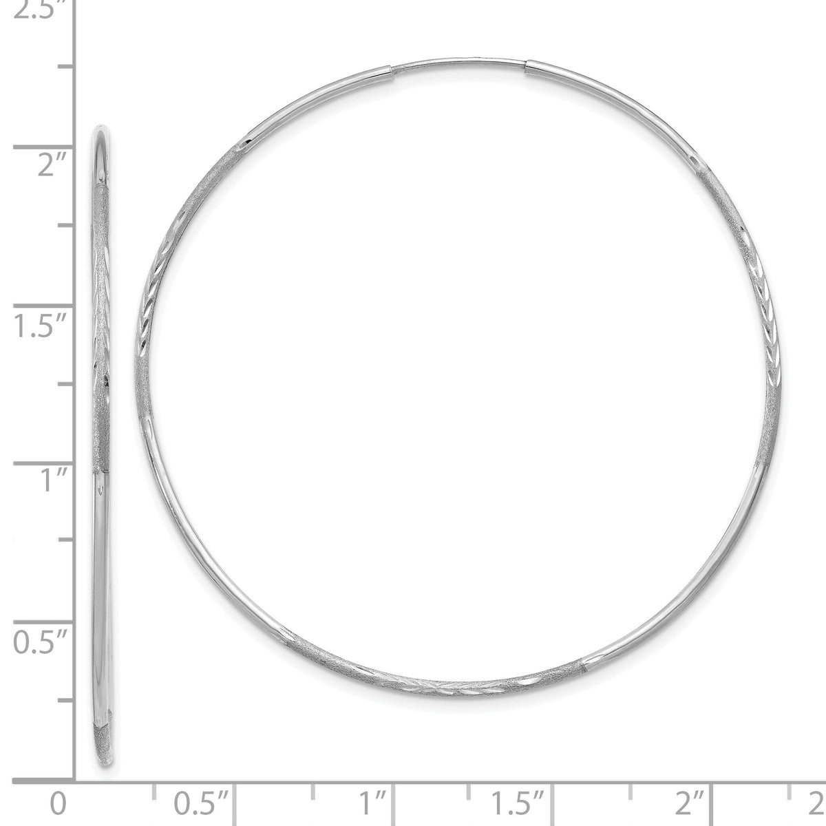 14K White Gold 1.20mm Diamond-cut Endless Hoop Earring-XY1223W