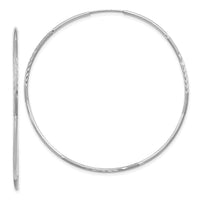 14K White Gold 1.20mm Diamond-cut Endless Hoop Earring-XY1223W