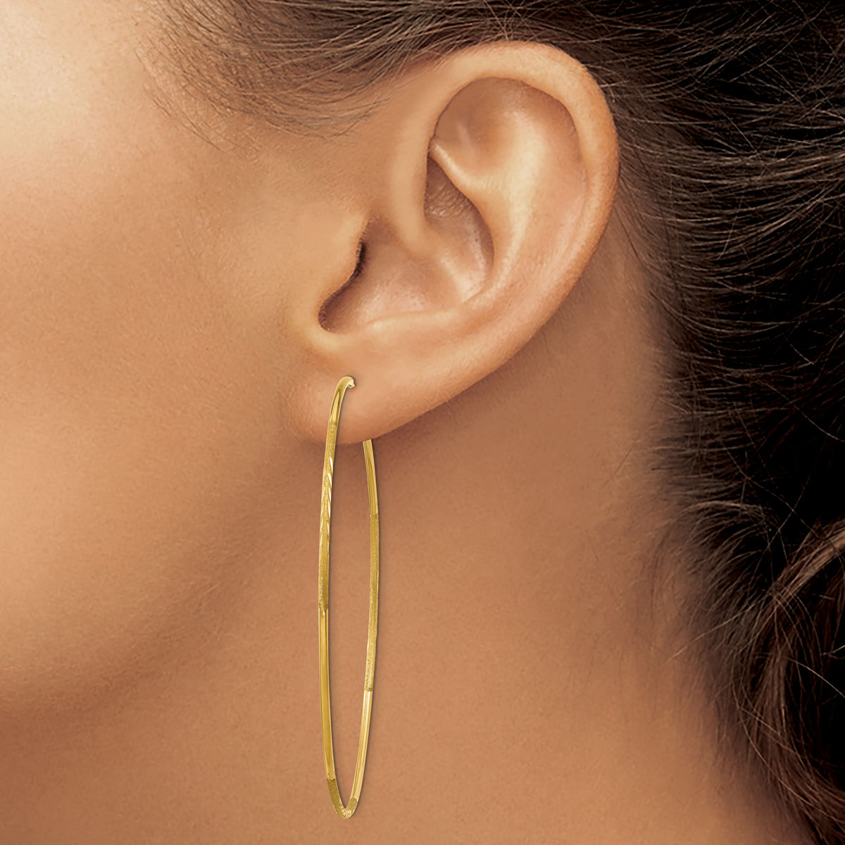 14k 1.20mm Diamond-cut Endless Hoop Earring-XY1224