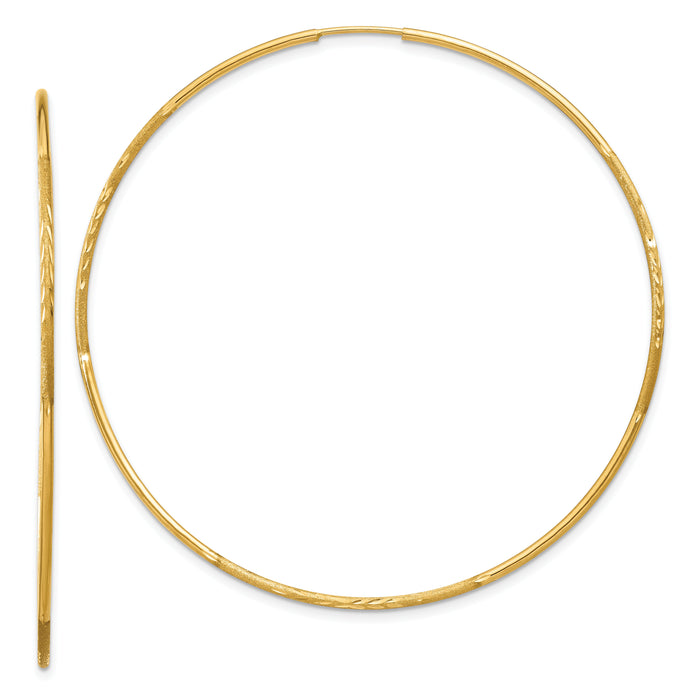 14k 1.20mm Diamond-cut Endless Hoop Earring-XY1224