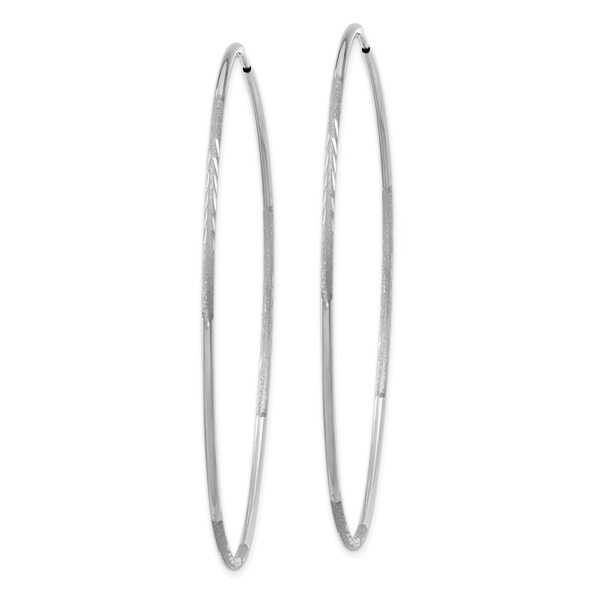14K White Gold 1.20mm Diamond-cut Endless Hoop Earring-XY1224W