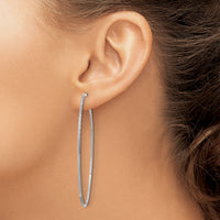 14K White Gold 1.20mm Diamond-cut Endless Hoop Earring-XY1224W
