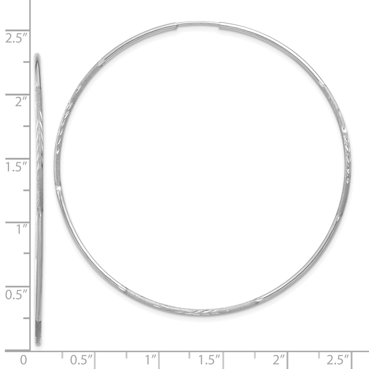 14K White Gold 1.20mm Diamond-cut Endless Hoop Earring-XY1224W