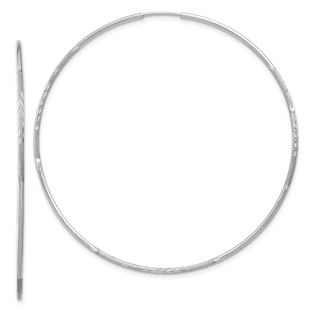 14K White Gold 1.20mm Diamond-cut Endless Hoop Earring-XY1224W