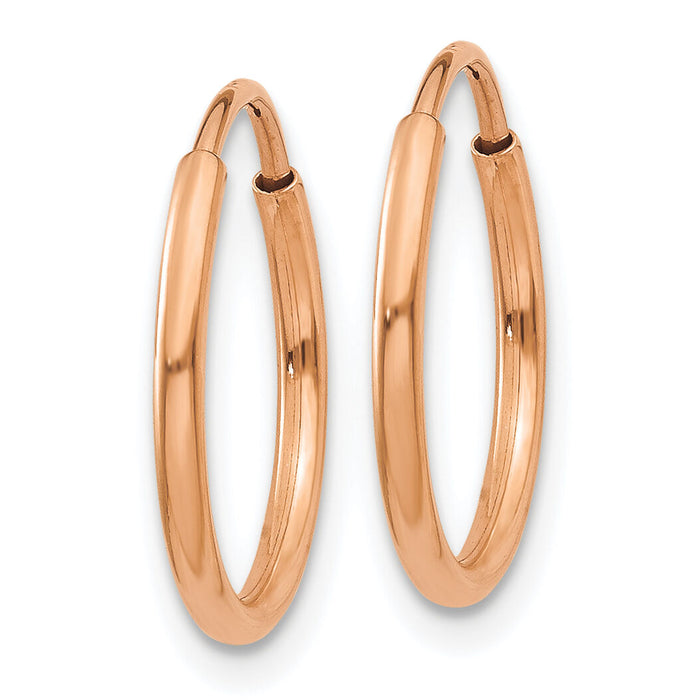 14k Rose Gold 1.20mm Polished Endless Hoop Earrings-XY1234