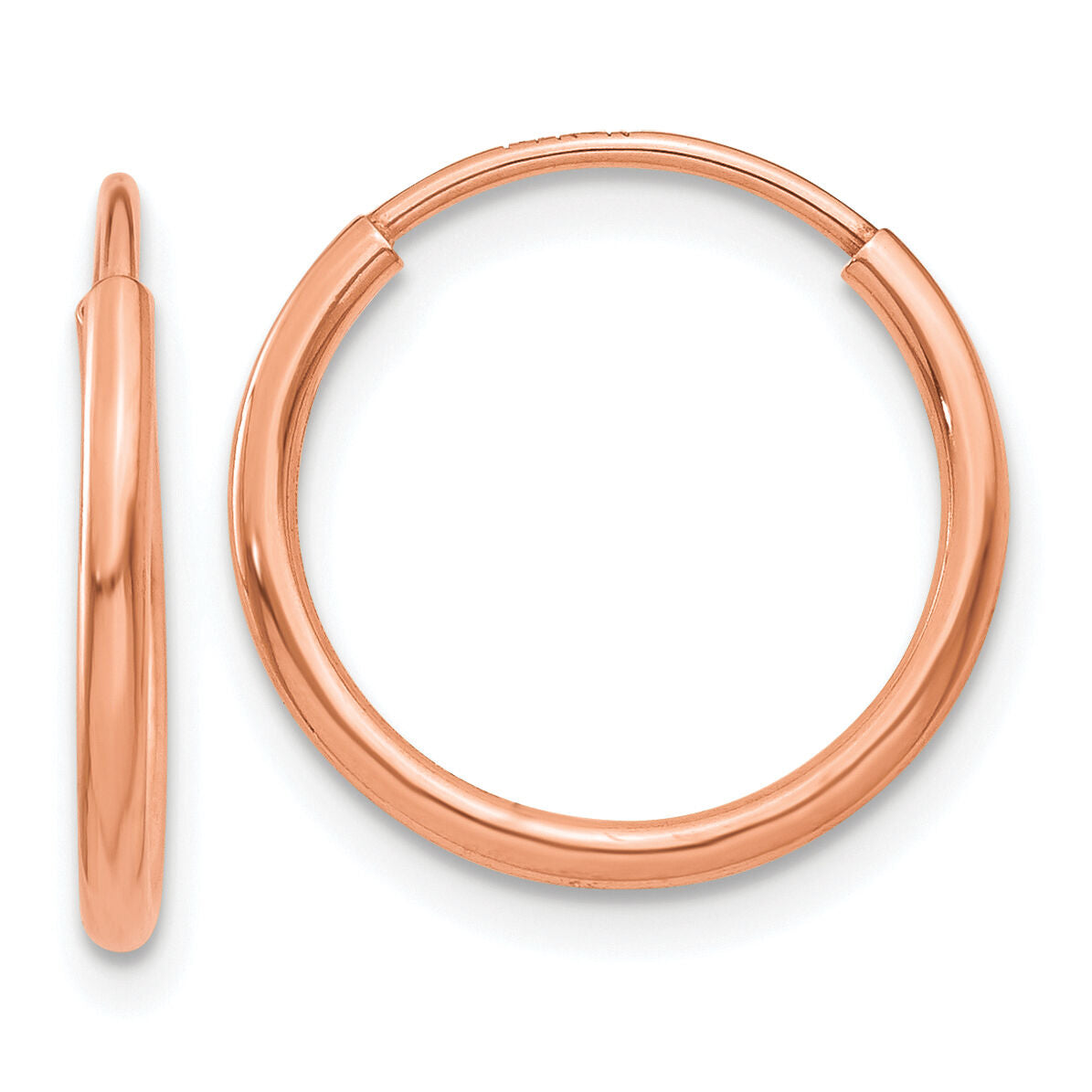 14k Rose Gold 1.20mm Polished Endless Hoop Earrings-XY1234