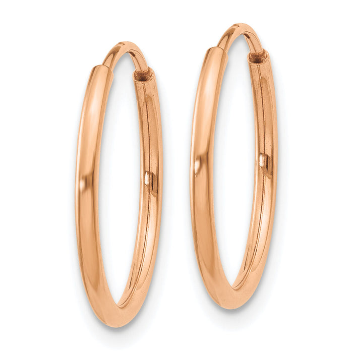 14k Rose Gold 1.20mm Polished Endless Hoop Earrings-XY1235