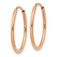 14k Rose Gold 1.20mm Polished Endless Hoop Earrings-XY1236