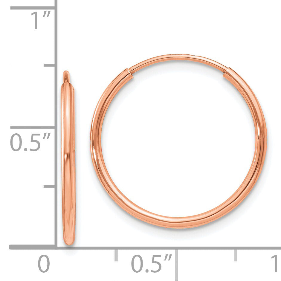 14k Rose Gold 1.20mm Polished Endless Hoop Earrings-XY1236