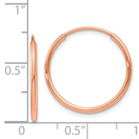 14k Rose Gold 1.20mm Polished Endless Hoop Earrings-XY1236