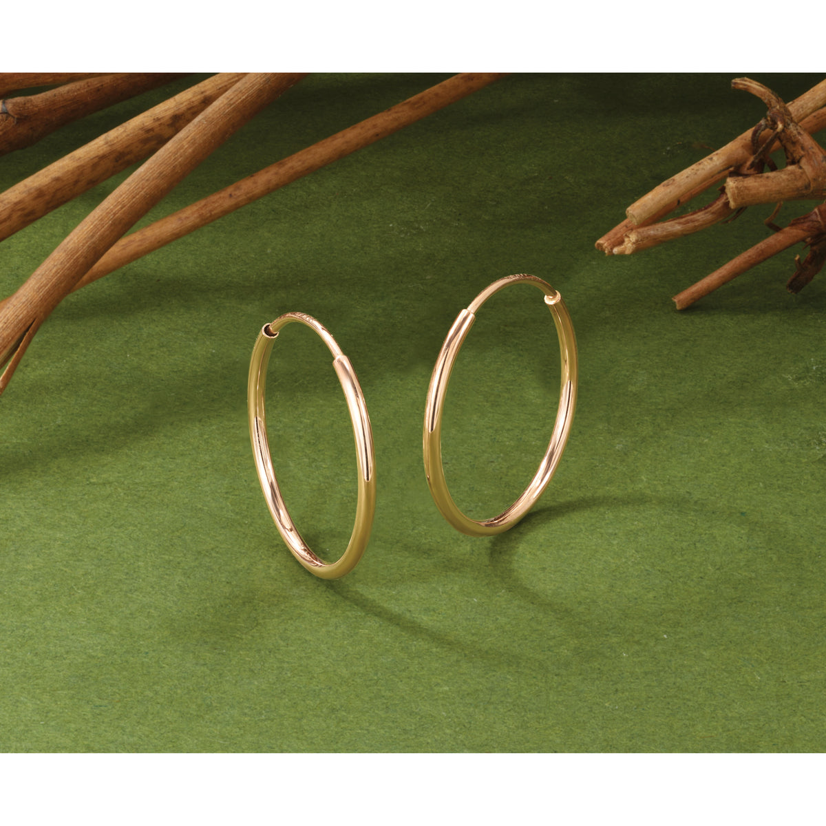 14k Rose Gold 1.20mm Polished Endless Hoop Earrings-XY1236