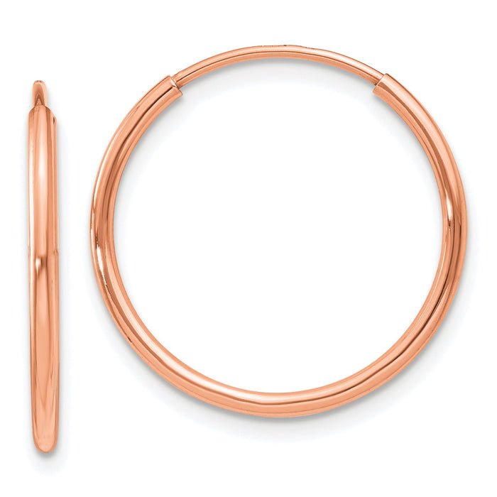 14k Rose Gold 1.20mm Polished Endless Hoop Earrings-XY1236
