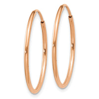 14k Rose Gold 1.20mm Polished Endless Hoop Earrings-XY1237