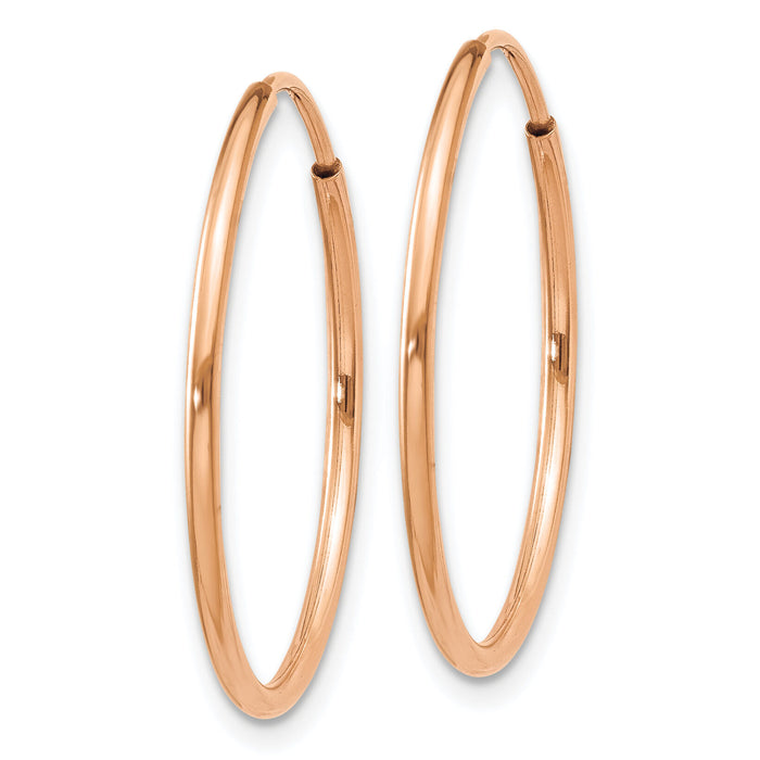 14k Rose Gold 1.20mm Polished Endless Hoop Earrings-XY1237