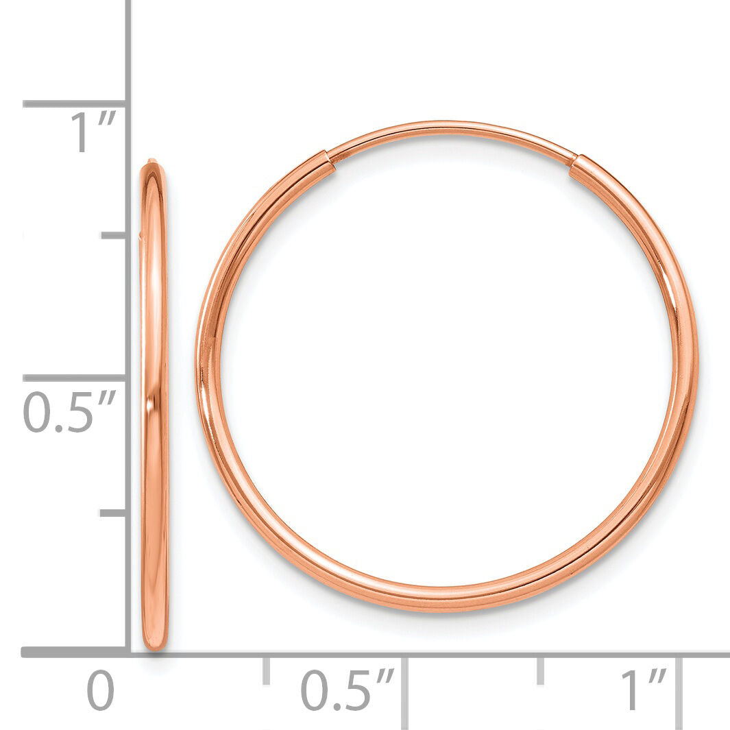 14k Rose Gold 1.20mm Polished Endless Hoop Earrings-XY1237