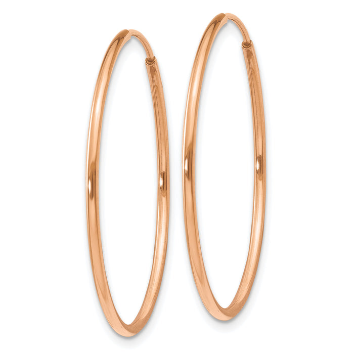 14k Rose Gold 1.20mm Polished Endless Hoop Earrings-XY1238
