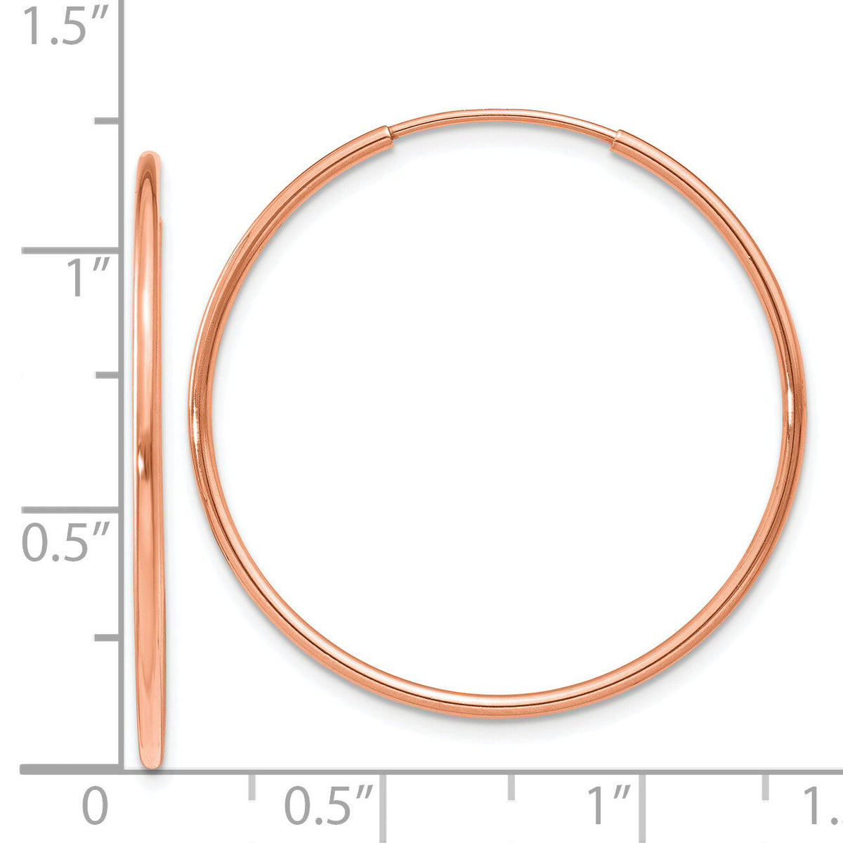 14k Rose Gold 1.20mm Polished Endless Hoop Earrings-XY1238