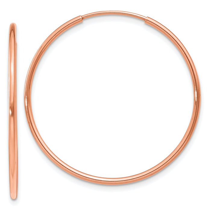 14k Rose Gold 1.20mm Polished Endless Hoop Earrings-XY1238