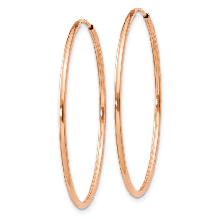 14k Rose Gold 1.20mm Polished Endless Hoop Earrings-XY1239