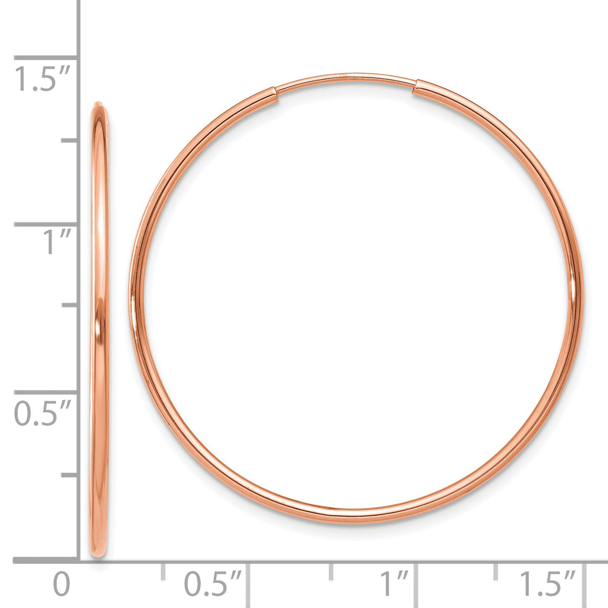 14k Rose Gold 1.20mm Polished Endless Hoop Earrings-XY1239