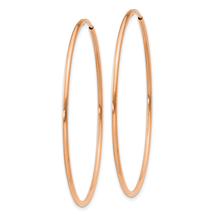 14k Rose Gold 1.20mm Polished Endless Hoop Earrings-XY1240